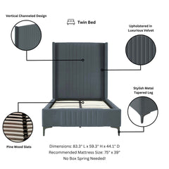 Twin Bed in Gray
