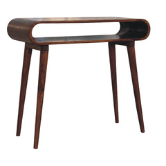 Solid Wood Amaya Nordic Style Console Table, Open Storage, Chestnut, Dark Brown