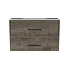 Praga Floating Vanity Sink with 2-Drawers  Dark Brown / White