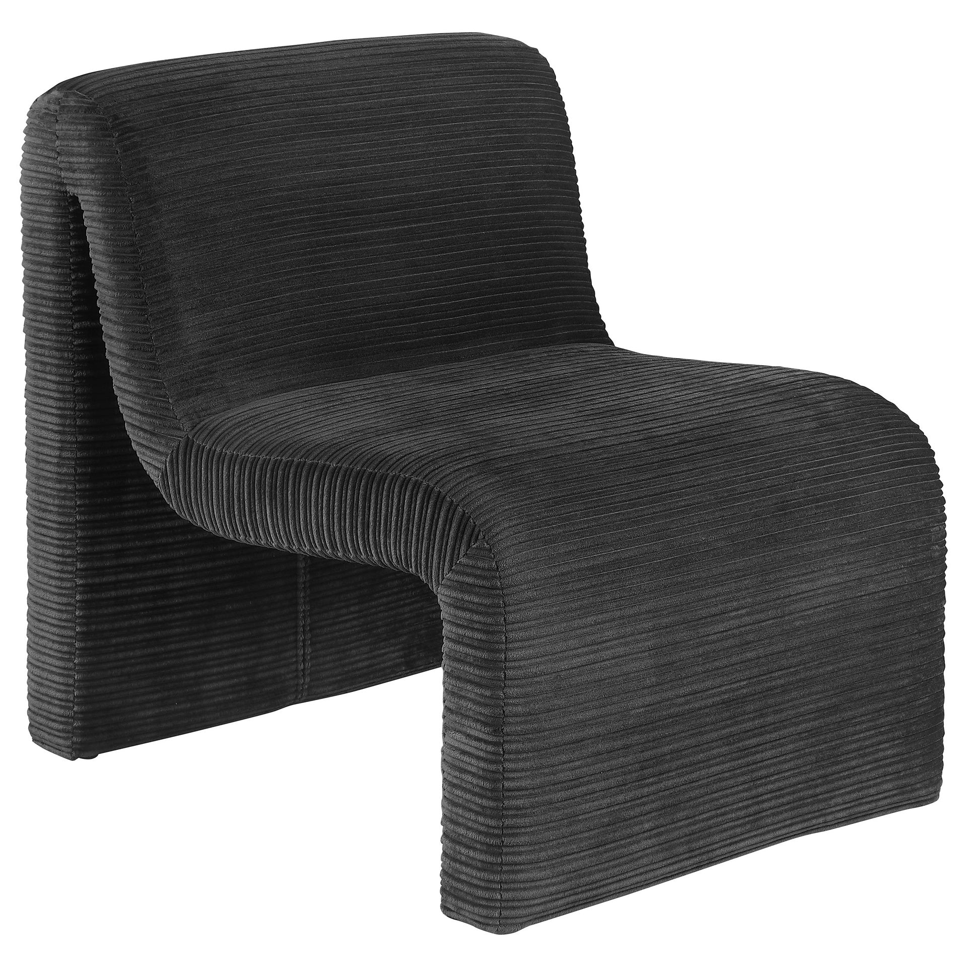 Winne Black Upholstered Curved Armless Accent Chair