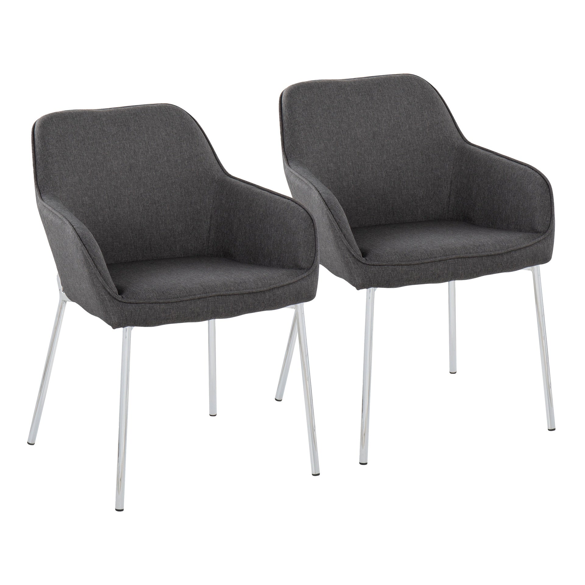 Daniella Contemporary Dining Chair in Chrome Metal and Charcoal Fabric by LumiSource - Set of 2