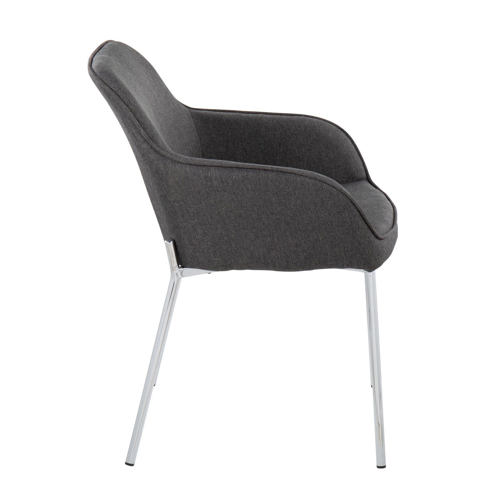 Daniella Contemporary Dining Chair in Chrome Metal and Charcoal Fabric by LumiSource - Set of 2