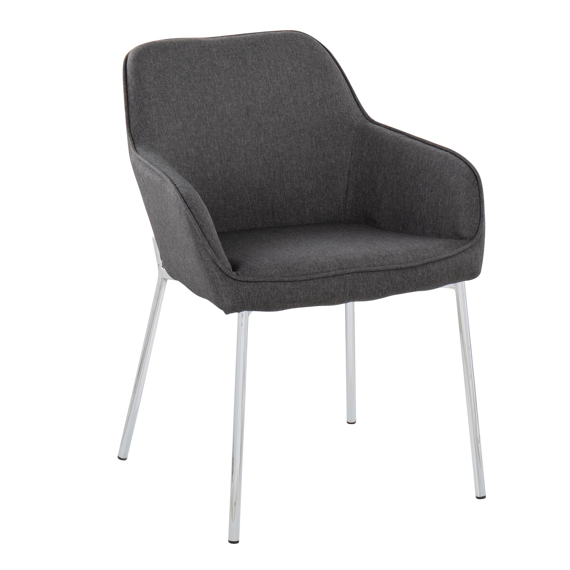 Daniella Contemporary Dining Chair in Chrome Metal and Charcoal Fabric by LumiSource - Set of 2