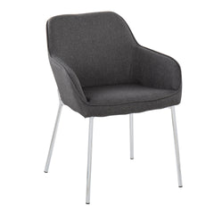 Daniella Contemporary Dining Chair in Chrome Metal and Charcoal Fabric by LumiSource - Set of 2