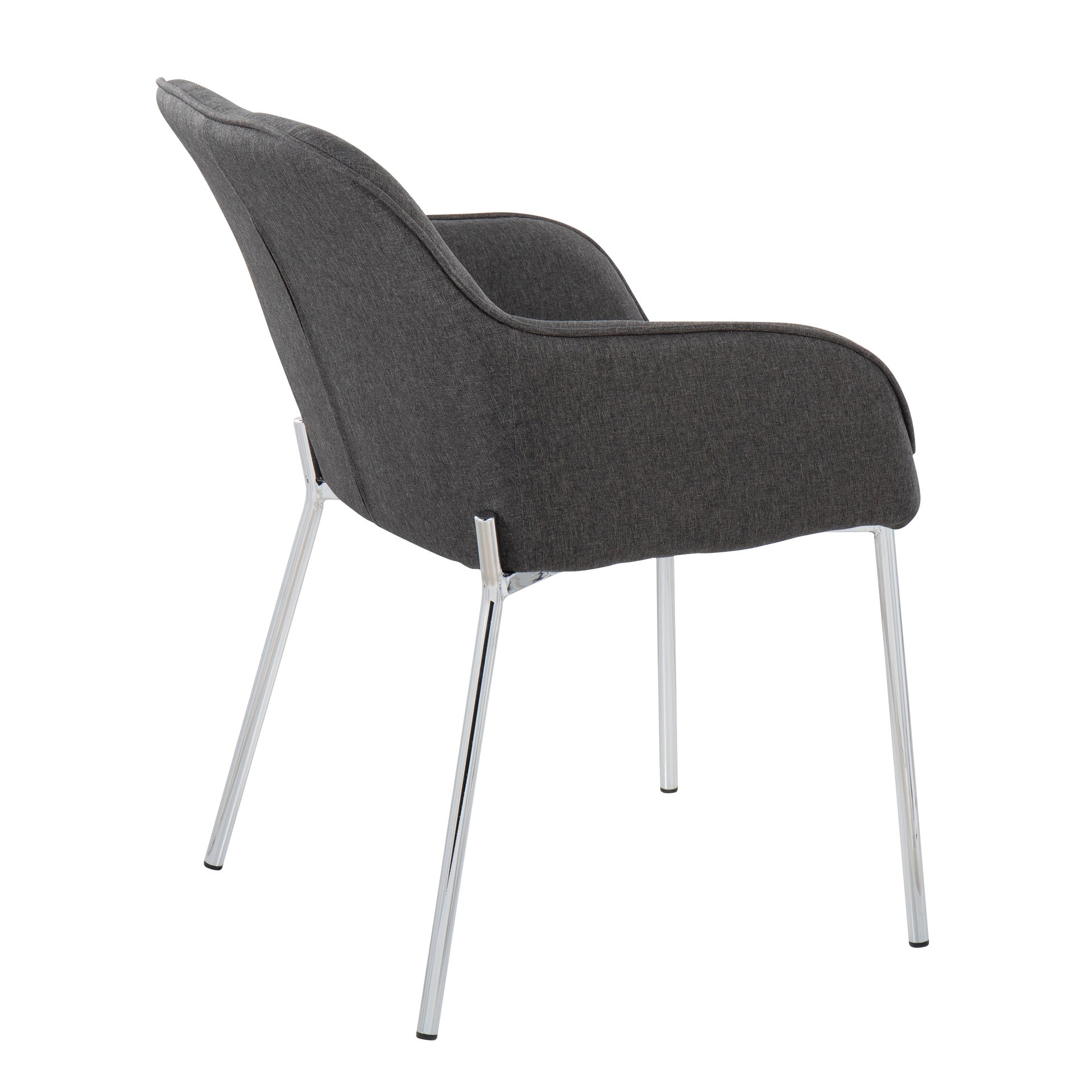Daniella Contemporary Dining Chair in Chrome Metal and Charcoal Fabric by LumiSource - Set of 2