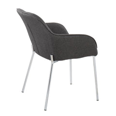 Daniella Contemporary Dining Chair in Chrome Metal and Charcoal Fabric by LumiSource - Set of 2