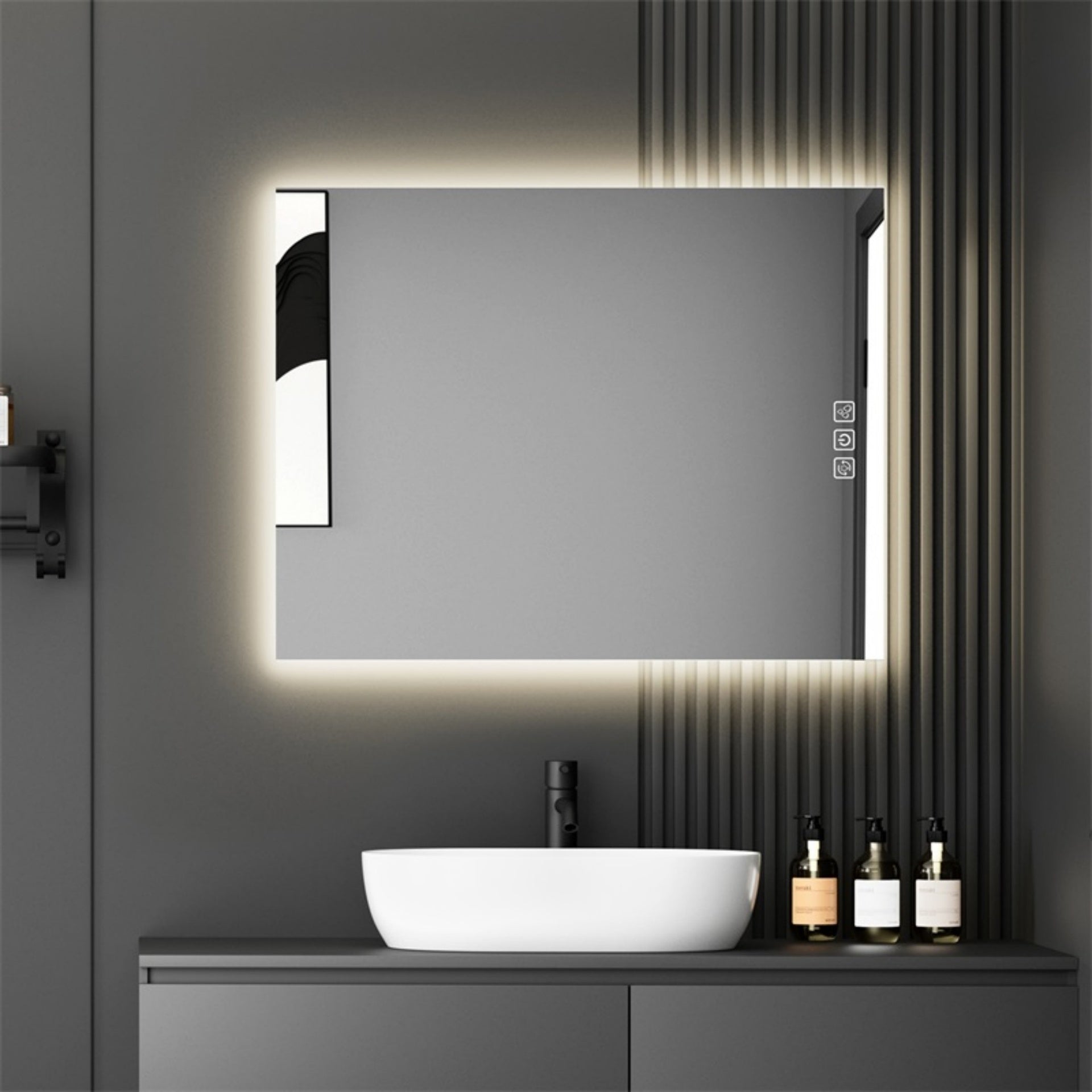36" x 28" LED Bathroom Mirror Bright Backlight, 5 Mins Defog, Full HD Reflected Wall Mounted Vanity Mirror, 3 Colors Stepless Dimmable, CRI90+, Memory Function, Anti-Fog