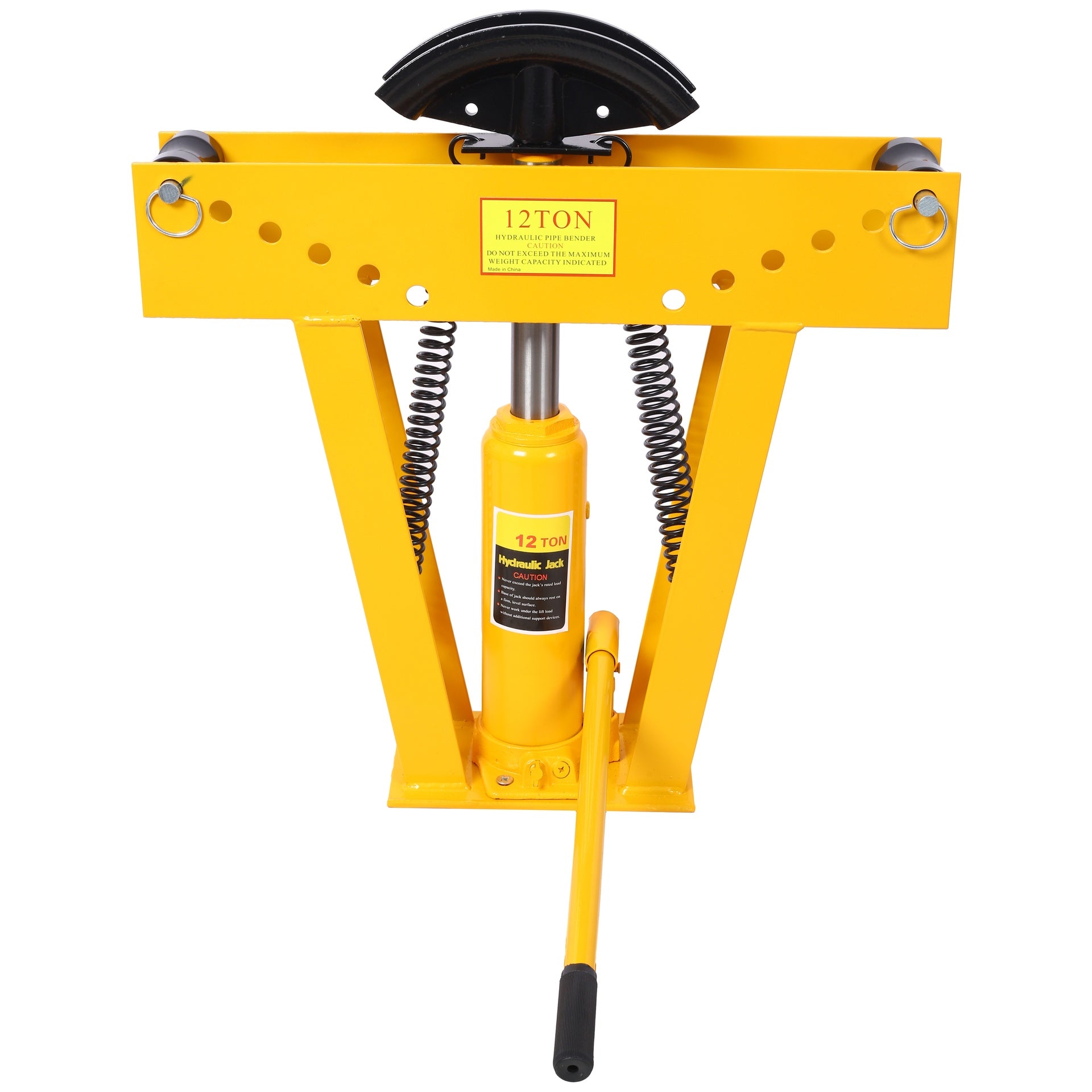 12 Ton Pipe Bender Manual Hydraulic, Piping Bending Exhaust Tube Fabric with 6 Dies, Adjustable Rollers 90-180 Degree Bending Steel Iron Metal Ratcheting for Pipe Tube Bender,yellow