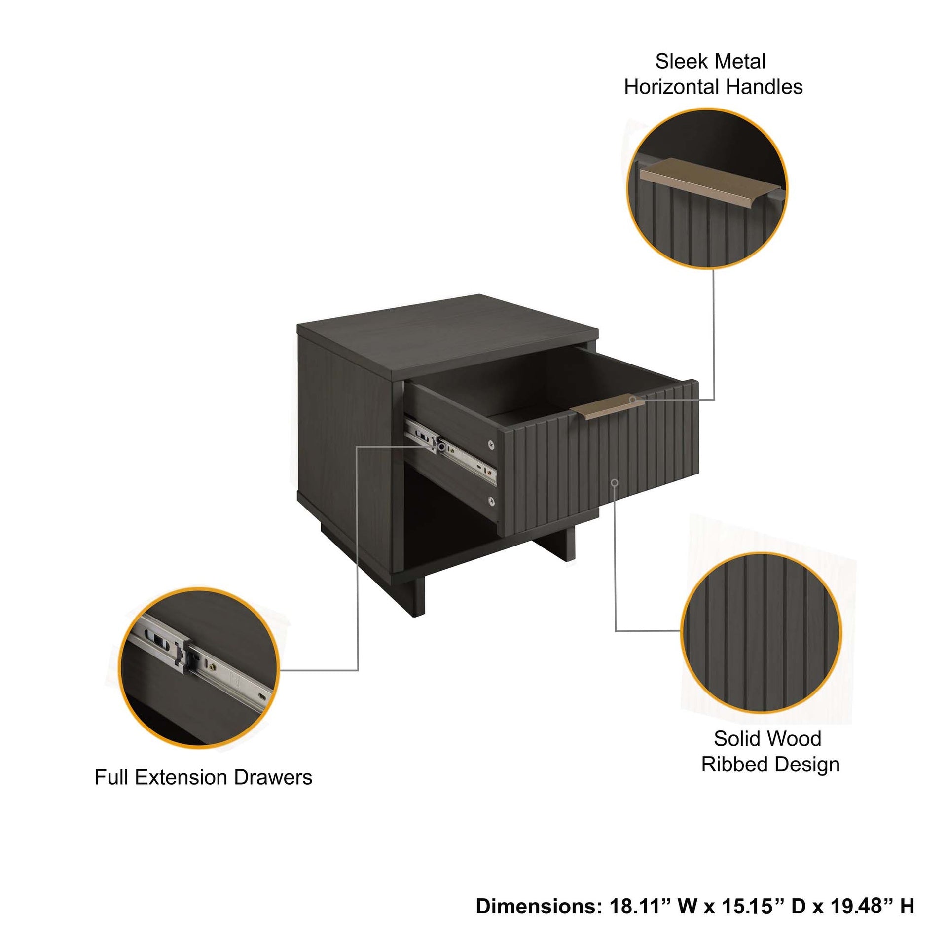 Nightstand in Charcoal Gray
