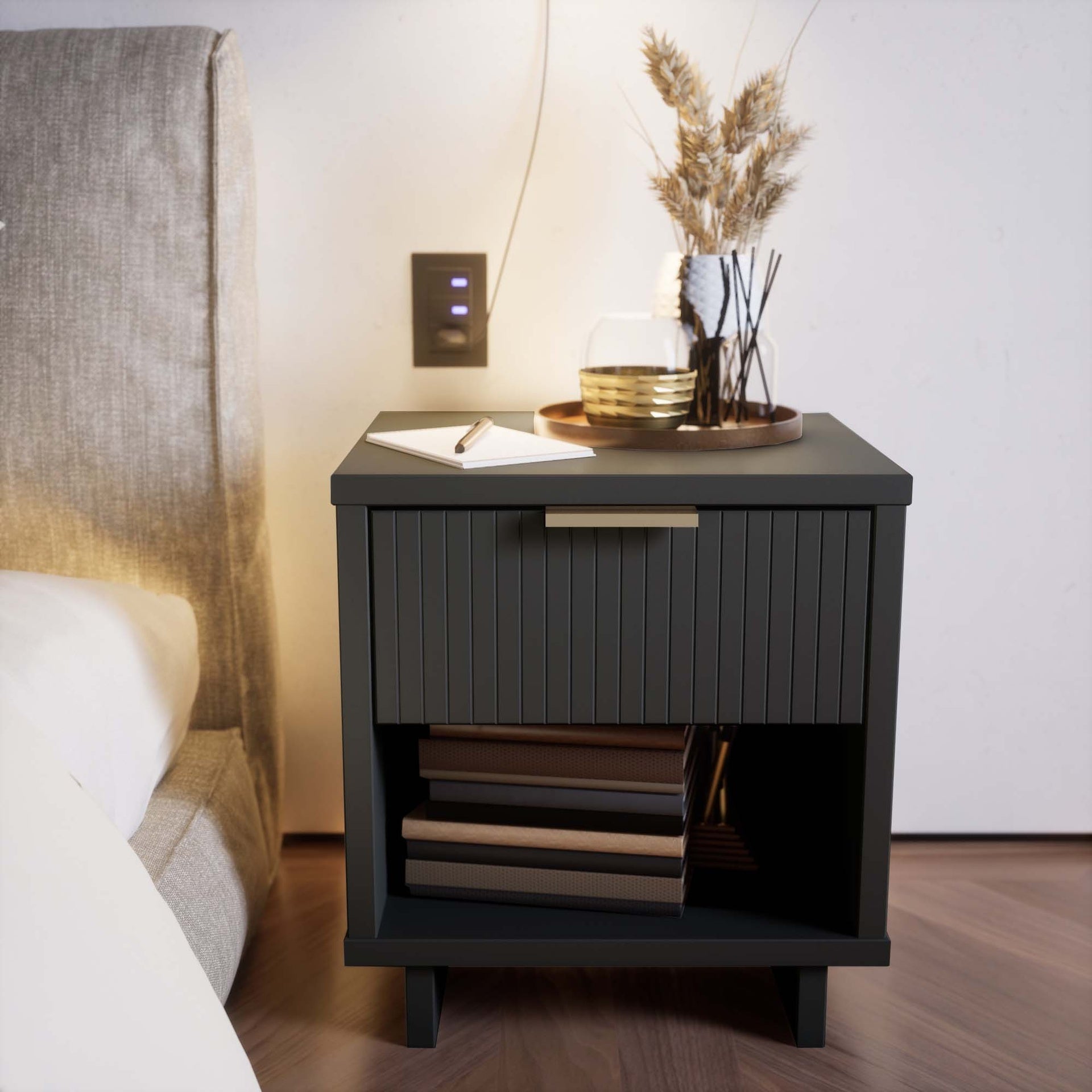 Nightstand in Charcoal Gray