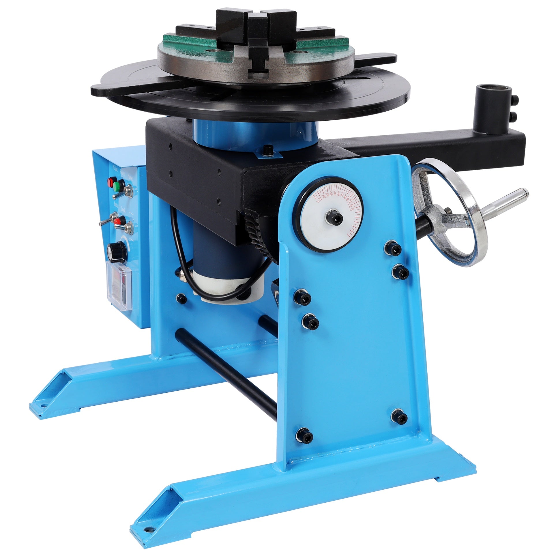 66LBS / 30KG Rotary Welding Positioner Turntable Table, 0-90° Heavy Duty Welding Positioner Manual Tilt Welding Table, 110V,with 3-Jaw Lathe Chuck & Welding Torch Stand Holder