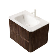30" Carrara White Sintered Stone Hot-bent Integrated Basin ONLY, NO Cabinet, NO Faucet and Drain, Suitable for NOOR