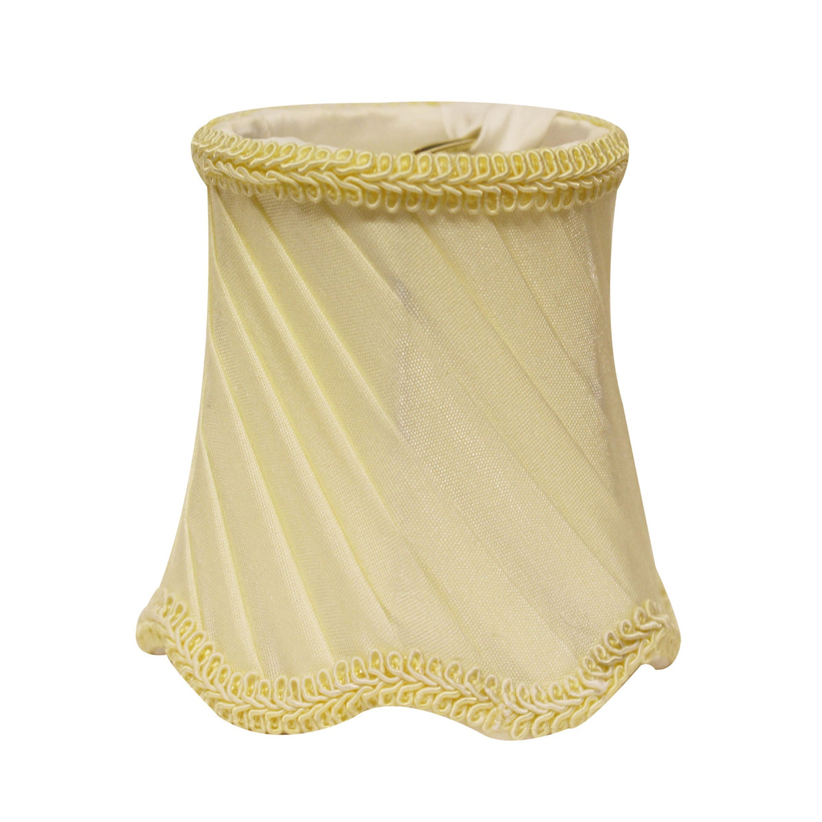 Slant Swirled Side Pleat Chandelier Lampshade with Flame Clip, Oyster (Set of 6)