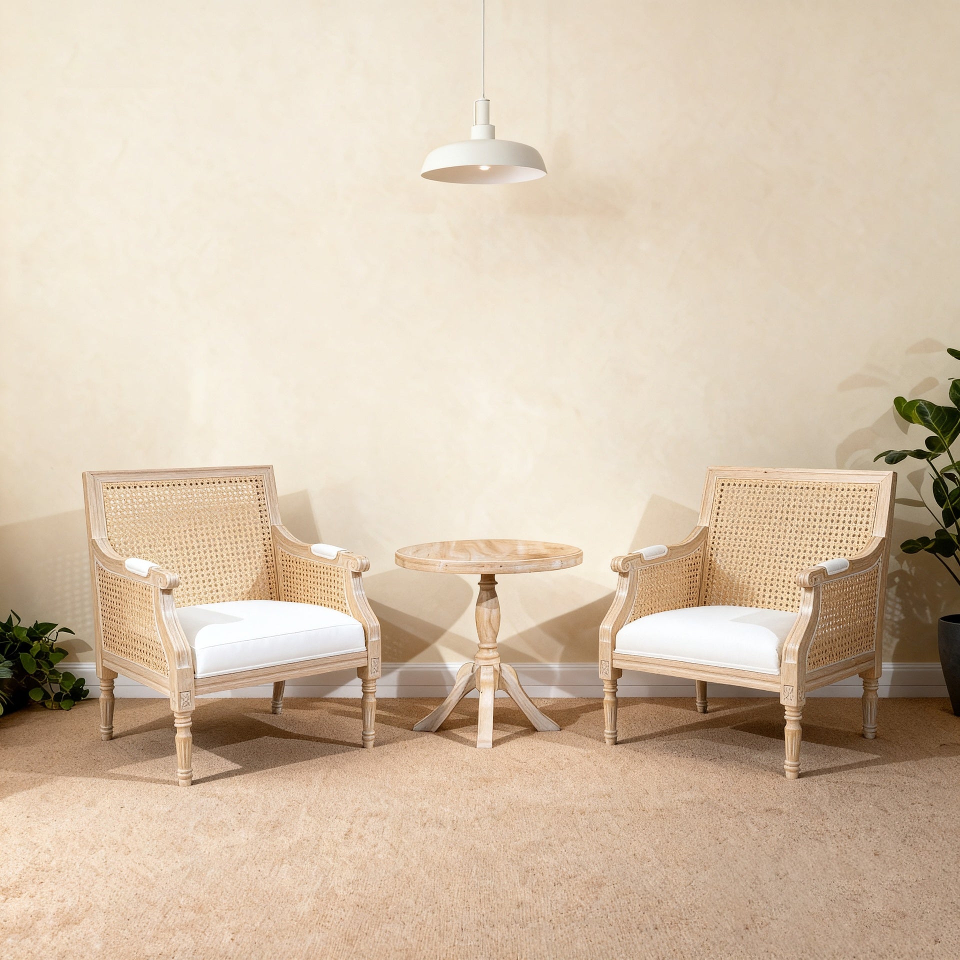 French Accent Chair, Armchair with Upholstered, Reading Chair with Vintage Rattan Hollow Out, for Living Rooms, Bedrooms, Farmhouses, Balconies (Beige),Single