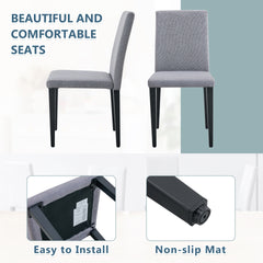 Two Light Gray Linen-Cotton dining chairs, simple and versatile, comfortable and accompanied. Exquisite and versatile dining chairs unlock a comfortable new experience.(Set of 2)
