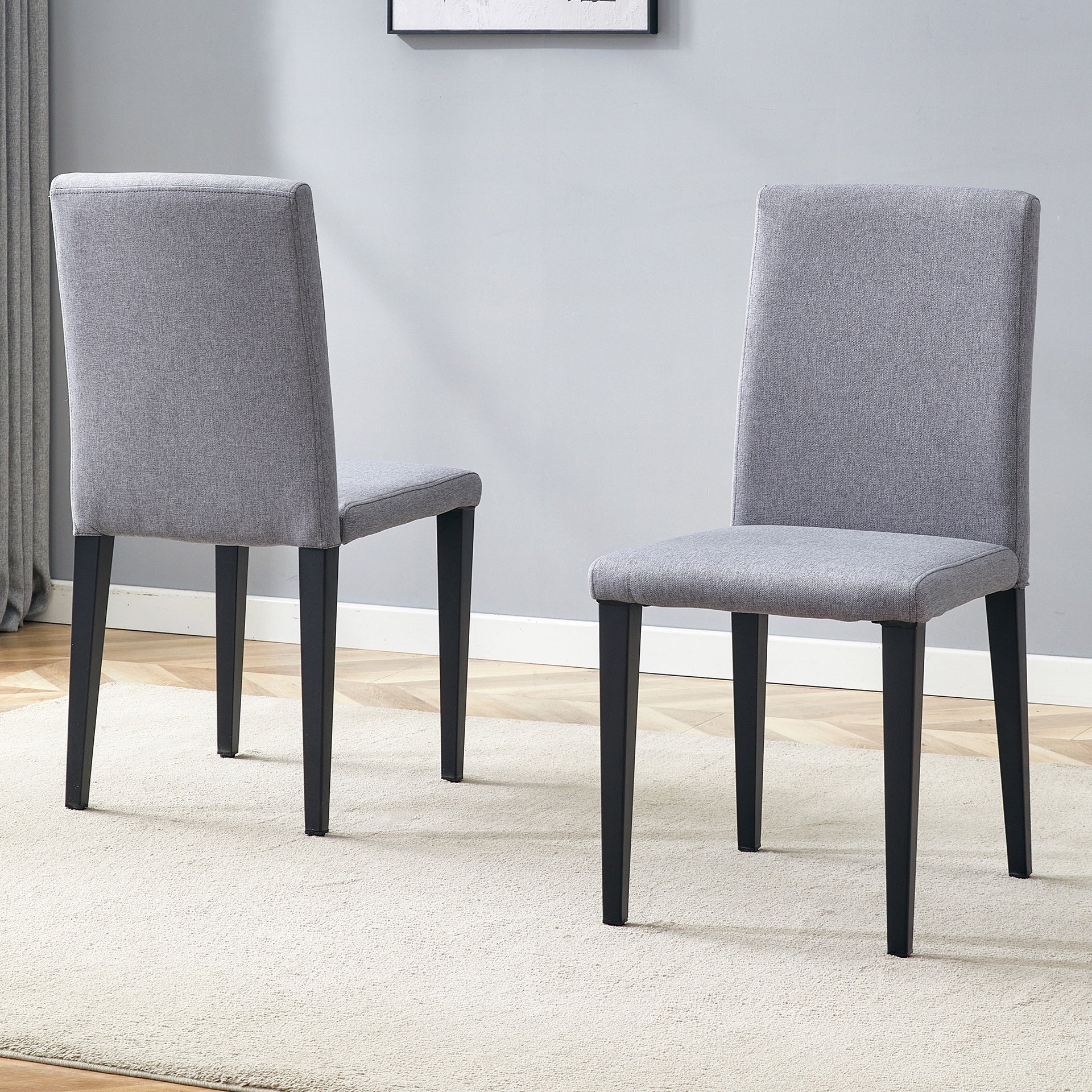 Two Light Gray Linen-Cotton dining chairs, simple and versatile, comfortable and accompanied. Exquisite and versatile dining chairs unlock a comfortable new experience.(Set of 2)