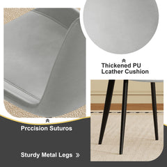 Modern dining chair set of 4 pieces, with floral grey PU leather seats and black carbon steel legs. Suitable for home, restaurant and meeting room (4 floral grey chairs)