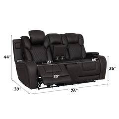 Wendell Dark Gray Microfiber Power Motion Loveseat w/Console, Wireless Charger, Storage, USB & LED
