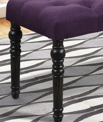 Leviton Fabric Tufted Turned Leg  Dining Bench, Purple