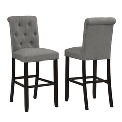 Leviton Solid Wood Tufted Asons Barstool, Set of 2, Grey