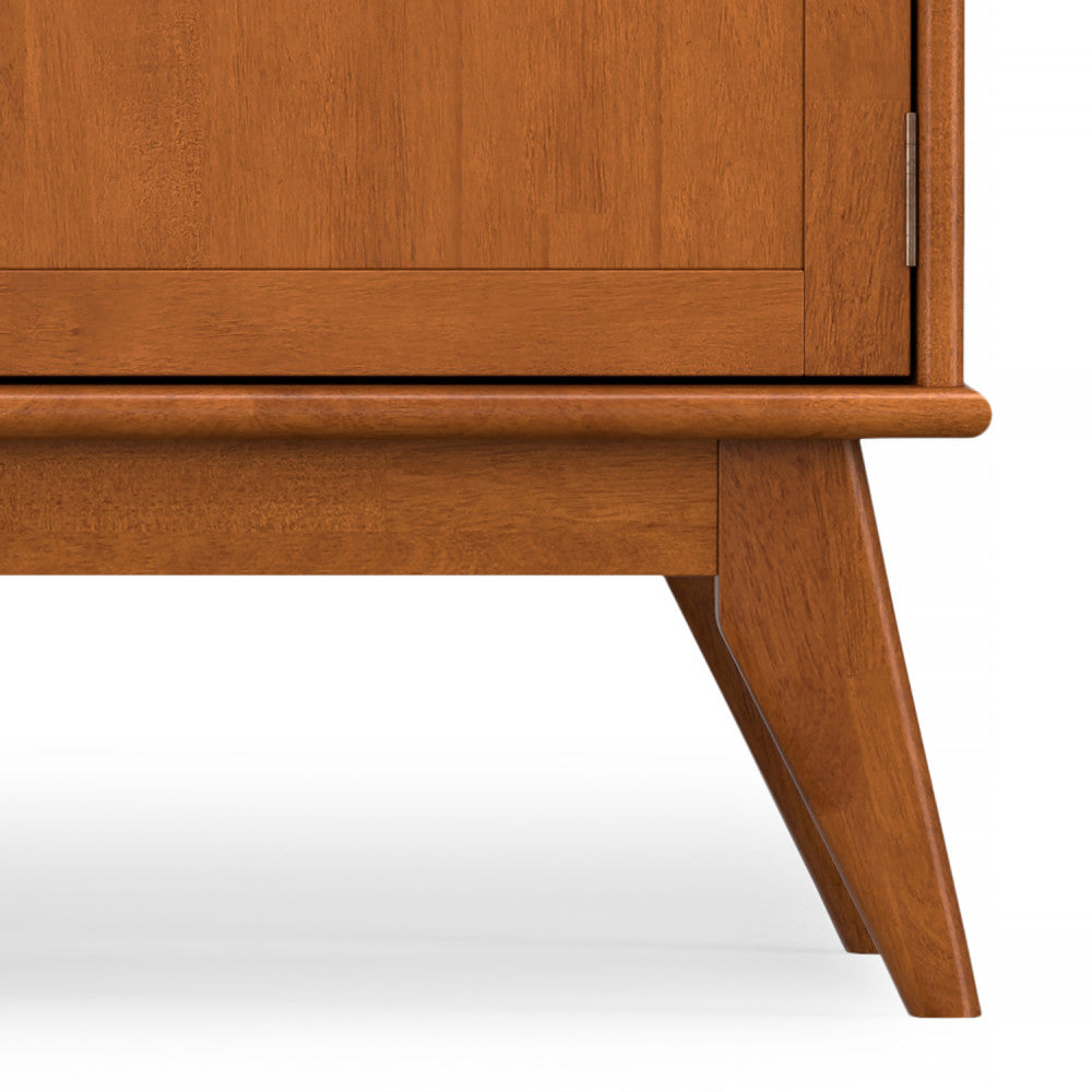 Draper 72 inch Wide Solid Wood Mid Century TV Stand in Teak Brown For TVs up to 80 inches