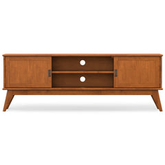 Draper 72 inch Wide Solid Wood Mid Century TV Stand in Teak Brown For TVs up to 80 inches