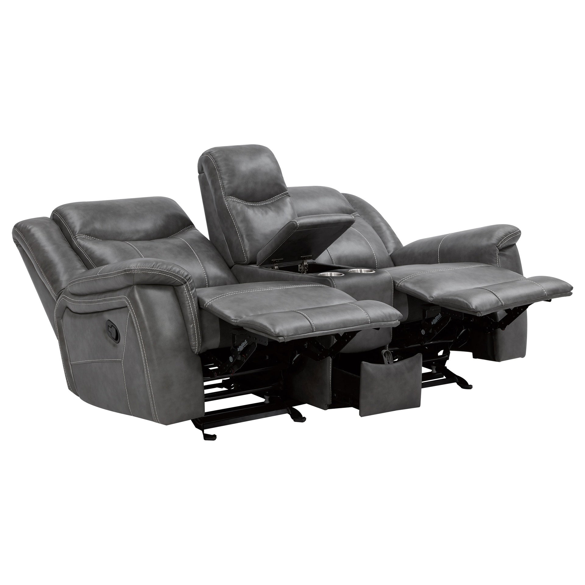 Carmen Cool Grey Motion Loveseat with Storage