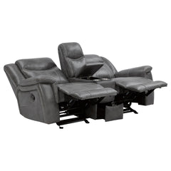 Carmen Cool Grey Motion Loveseat with Storage