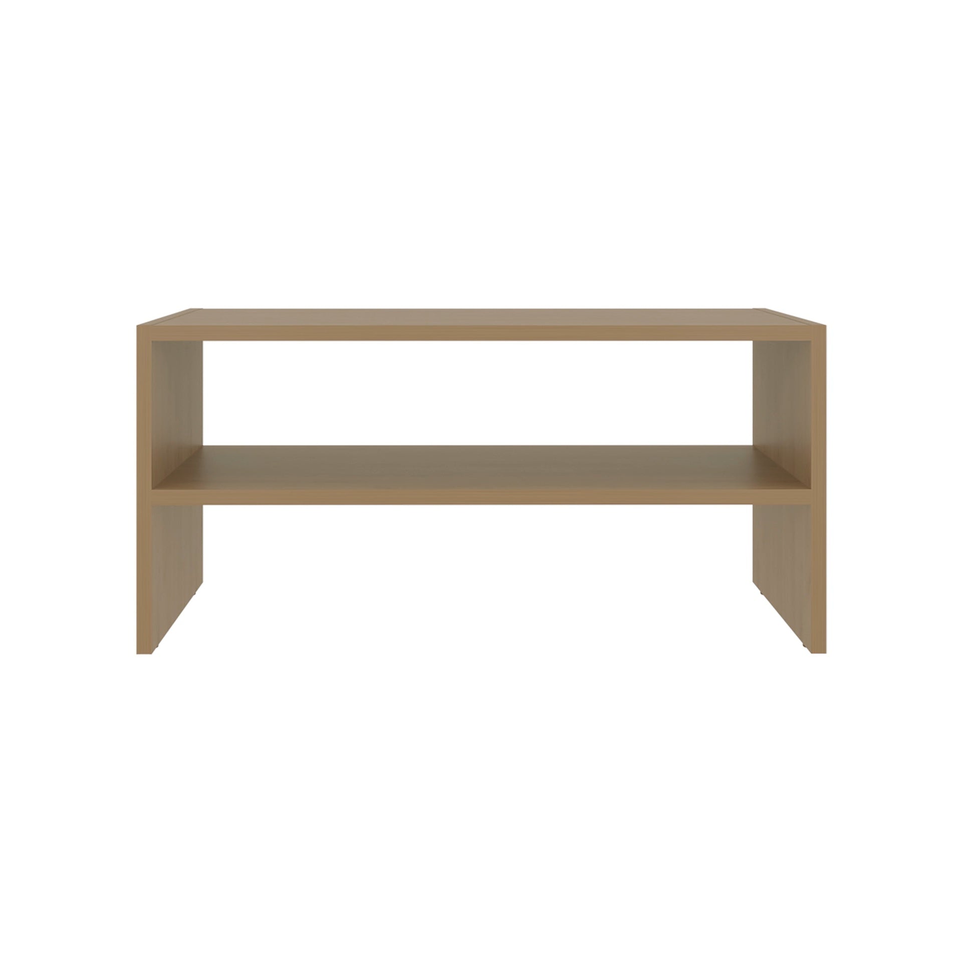 Natural Oak 2-Shelf Shoe Rack with Low Horizontal Design