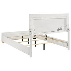 Jeremiah White Wood Eastern King LED Panel Bed
