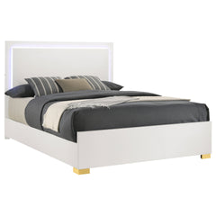 Jeremiah White Wood Eastern King LED Panel Bed