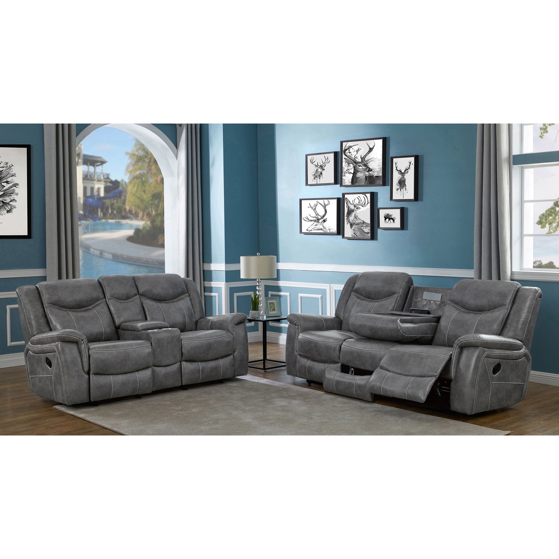 Masley Grey 2-piece Reclining Living Room Set