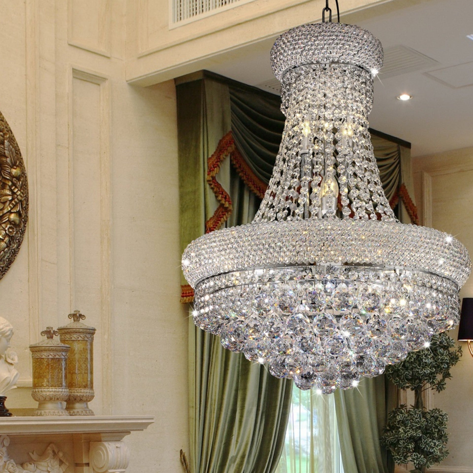 26" Tall Ceiling LED Lamp "Adagio Empire" with Crystal Accents