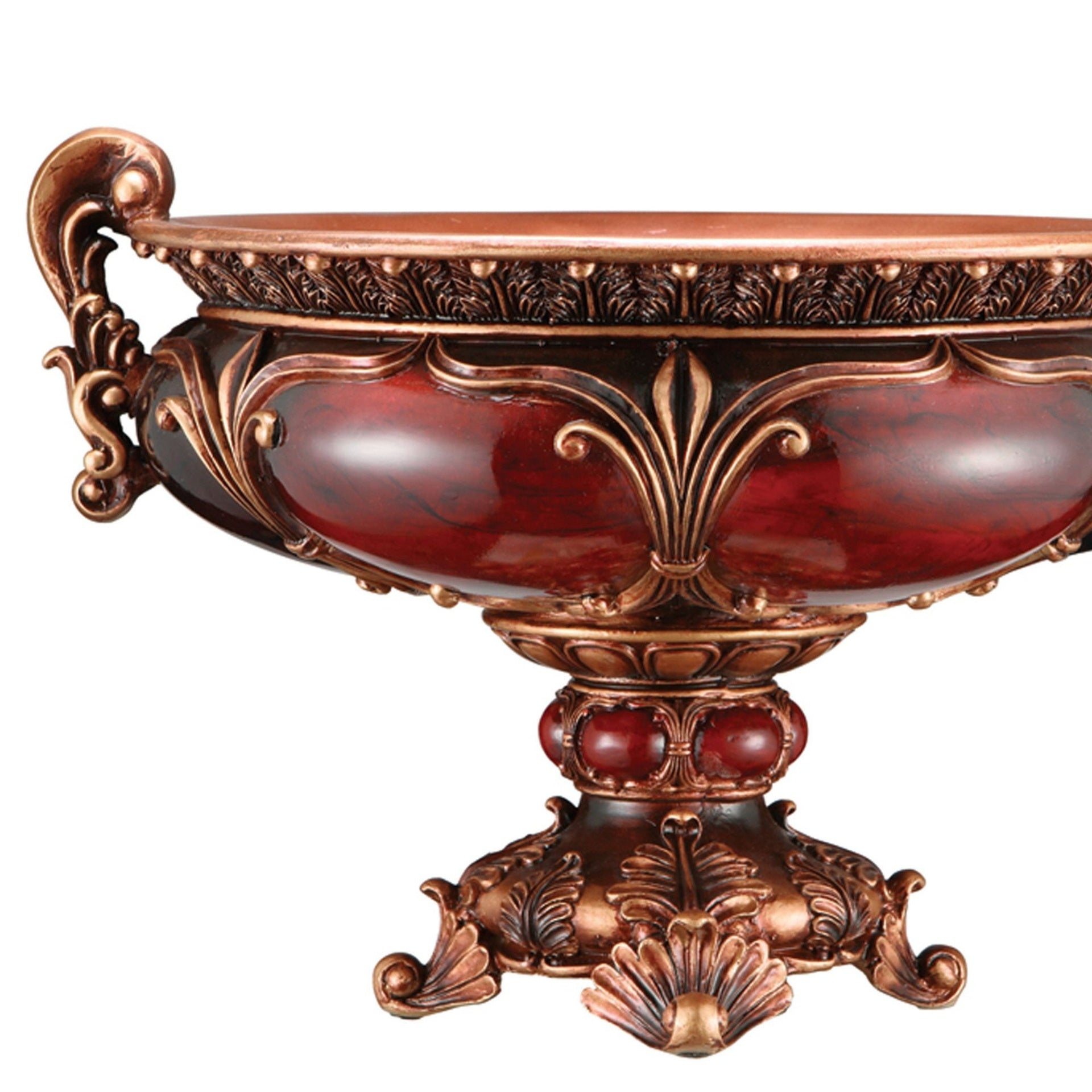 10" Tall Polyresin Decorative Fruit Bowl, Victorian Style