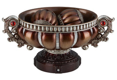 8.75" Tall" Delicata" Footed Decorative Bowl, Bronze with Silver Accents