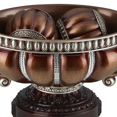 8.75" Tall" Delicata" Footed Decorative Bowl, Bronze with Silver Accents