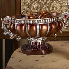 8.75" Tall" Delicata" Footed Decorative Bowl, Bronze with Silver Accents