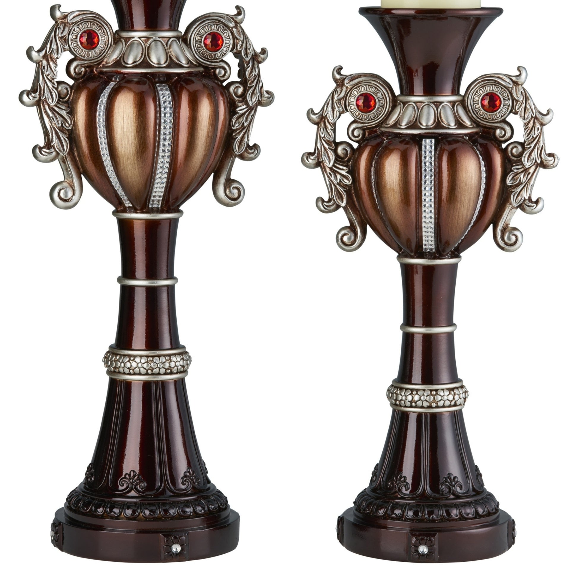 16" and 18" Tall" Delicata" Urn-Shaped Candleholder, Bronze (Set of 2)