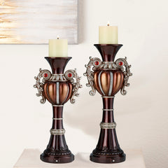 16" and 18" Tall" Delicata" Urn-Shaped Candleholder, Bronze (Set of 2)