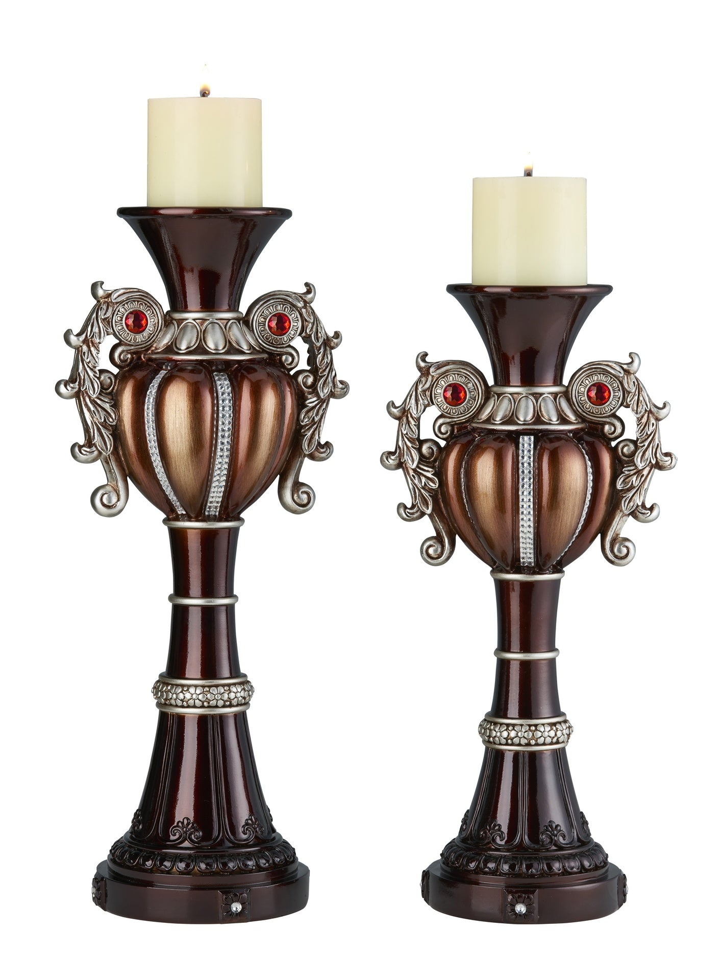 16" and 18" Tall" Delicata" Urn-Shaped Candleholder, Bronze (Set of 2)