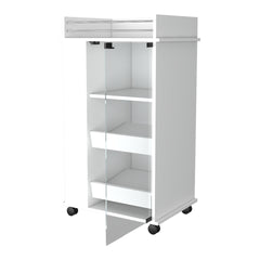 Lusk Bar Cart with 2-Bottle Holder Shelf, Glass Door and Casters