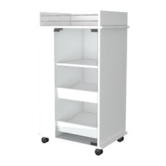 Lusk Bar Cart with 2-Bottle Holder Shelf, Glass Door and Casters
