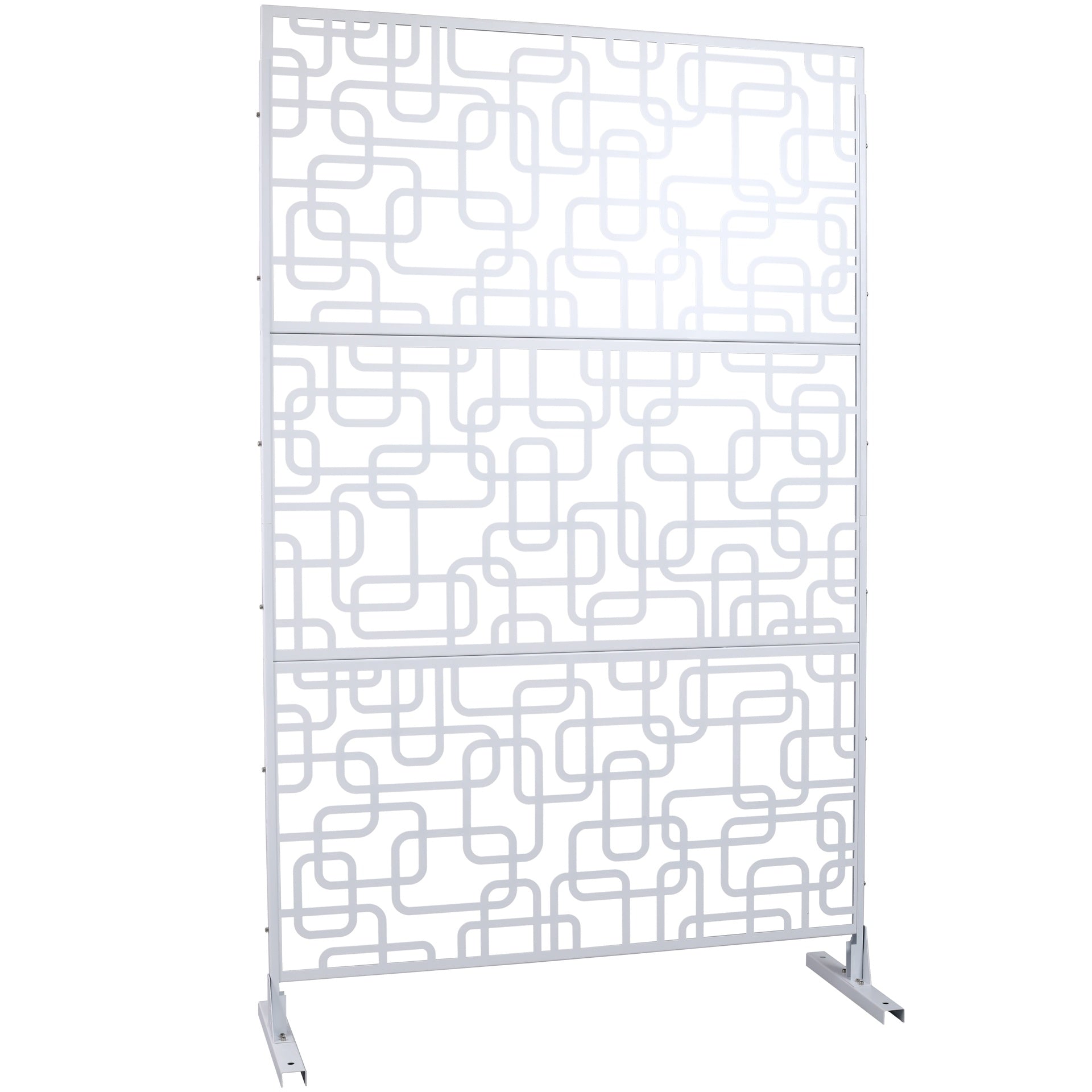 Outdoor & Indoor Privacy Screen Metal Privacy Screen 76" H×48" W, Freestanding Decorative Privacy Screen for Deck Balcony Patio, Privacy Fence Panels for Outside Lawn Garden PS114 WHITE