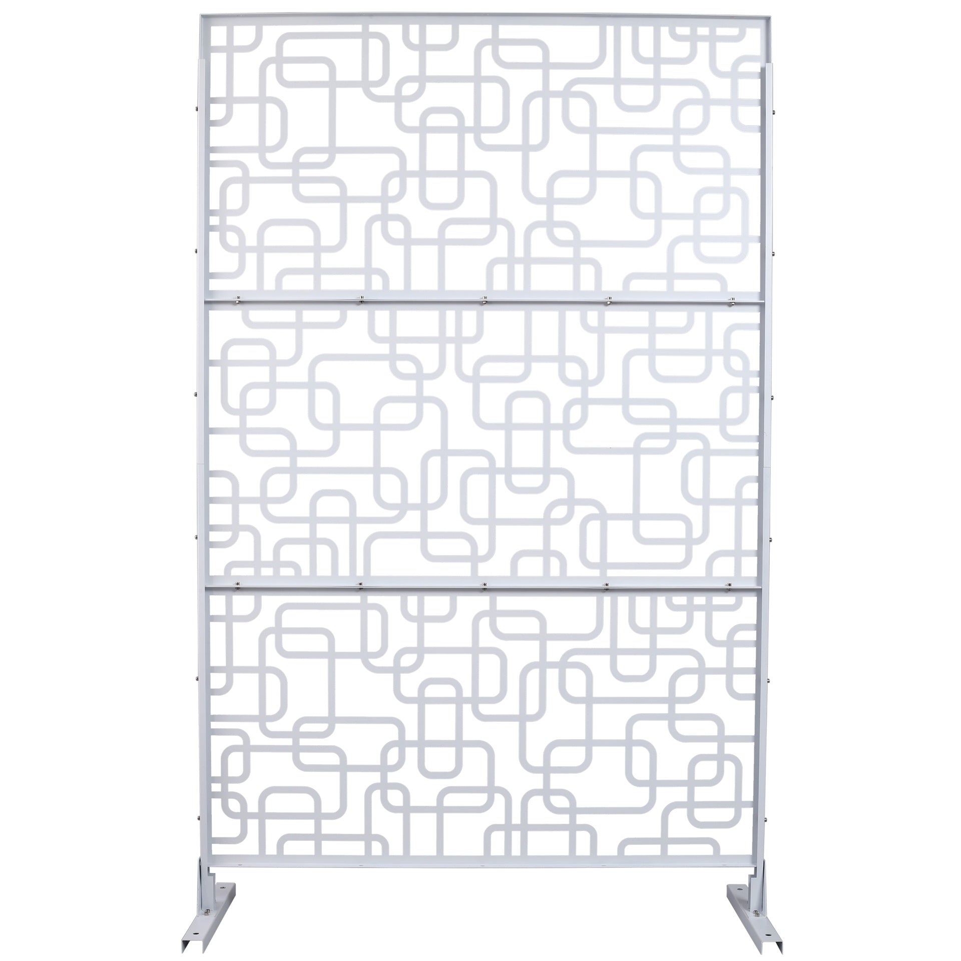 Outdoor & Indoor Privacy Screen Metal Privacy Screen 76" H×48" W, Freestanding Decorative Privacy Screen for Deck Balcony Patio, Privacy Fence Panels for Outside Lawn Garden PS114 WHITE