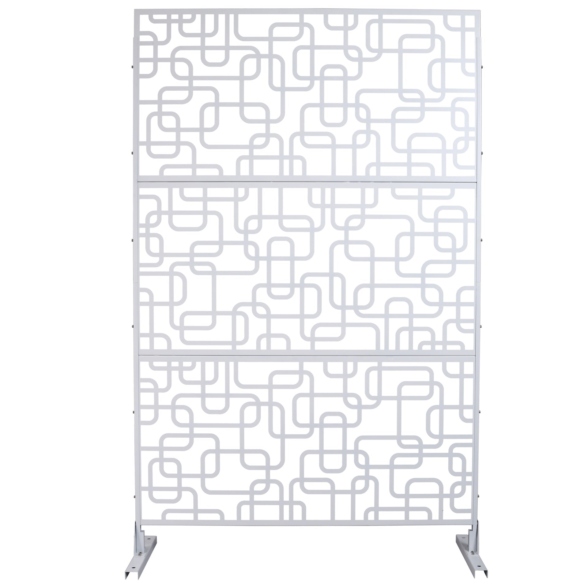 Outdoor & Indoor Privacy Screen Metal Privacy Screen 76" H×48" W, Freestanding Decorative Privacy Screen for Deck Balcony Patio, Privacy Fence Panels for Outside Lawn Garden PS114 WHITE