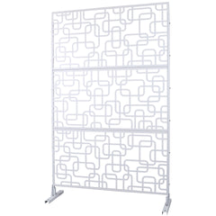 Outdoor & Indoor Privacy Screen Metal Privacy Screen 76" H×48" W, Freestanding Decorative Privacy Screen for Deck Balcony Patio, Privacy Fence Panels for Outside Lawn Garden PS114 WHITE