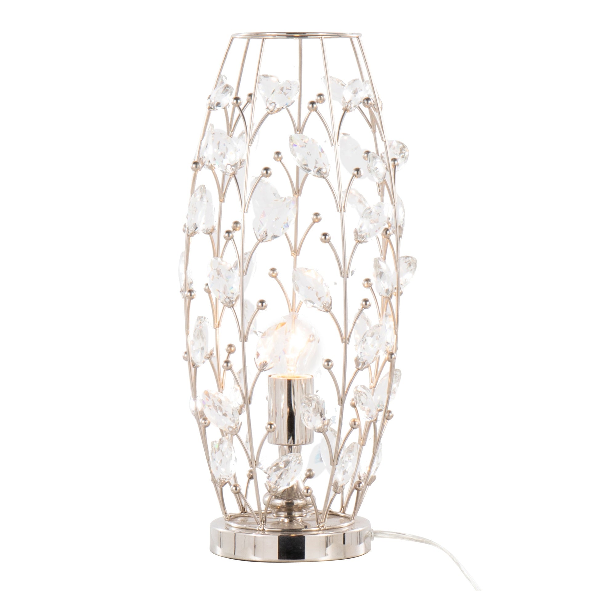 Crystal Buds 18" Contemporary Metal Uplight Lamp in Polished Nickel with Clear K9 Crystal Accents from Grandview Gallery by LumiSource