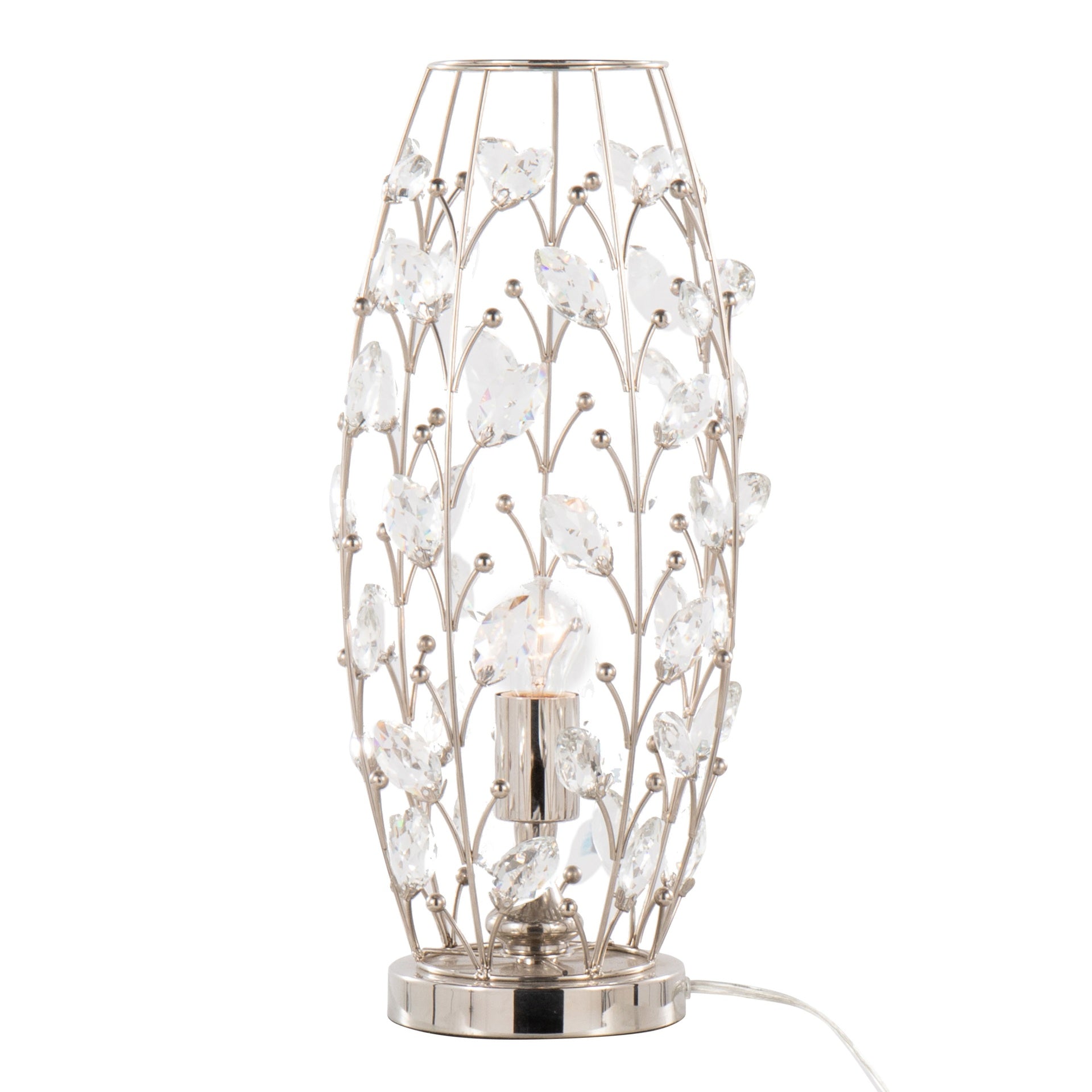 Crystal Buds 18" Contemporary Metal Uplight Lamp in Polished Nickel with Clear K9 Crystal Accents from Grandview Gallery by LumiSource