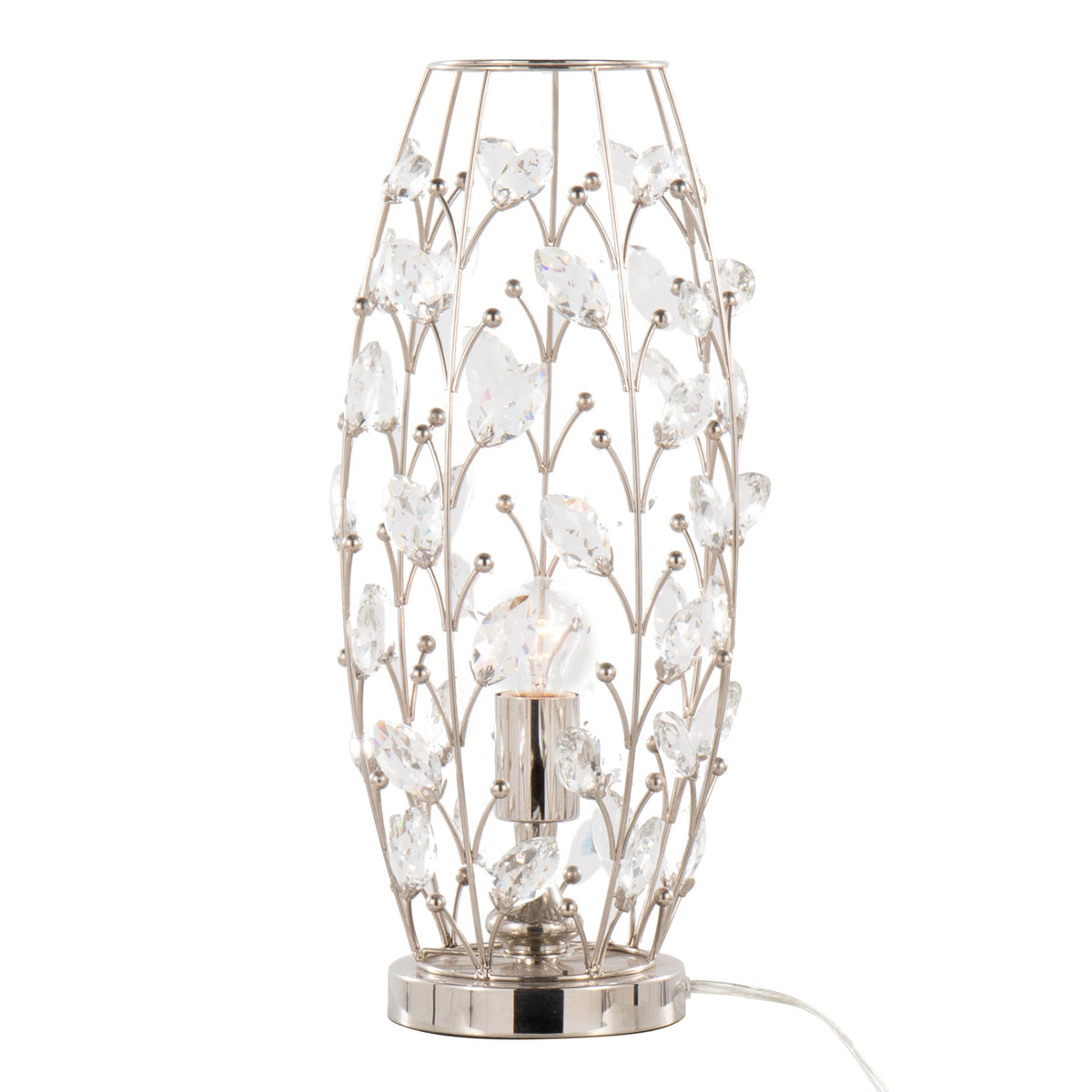 Crystal Buds 18" Contemporary Metal Uplight Lamp in Polished Nickel with Clear K9 Crystal Accents from Grandview Gallery by LumiSource