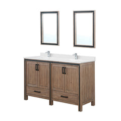 Rustic Barnwood Double Bath Vanity 60 in. W x 22 in. D, Cultured Marble Top, Faucet Set and 22 in. Mirrors